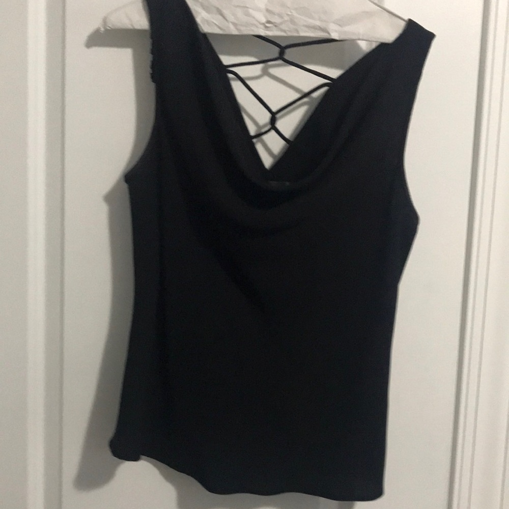 S.L.Fashions cowl neck sleeveless dressy top with chris cross back